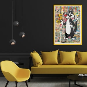 Sylvester The Cat & Tweety Street Art Graffiti Limited Edition print, canvas en poster