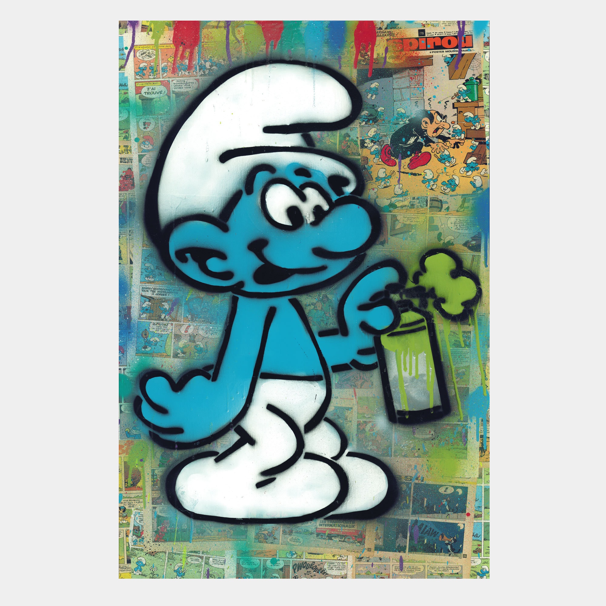 Smurf Les Schtroumpfs With Green Spray Can And Comics Street Etsy Australia Smurf Les Schtroumpfs With Green Spray Can And Comics Street Etsy Australia