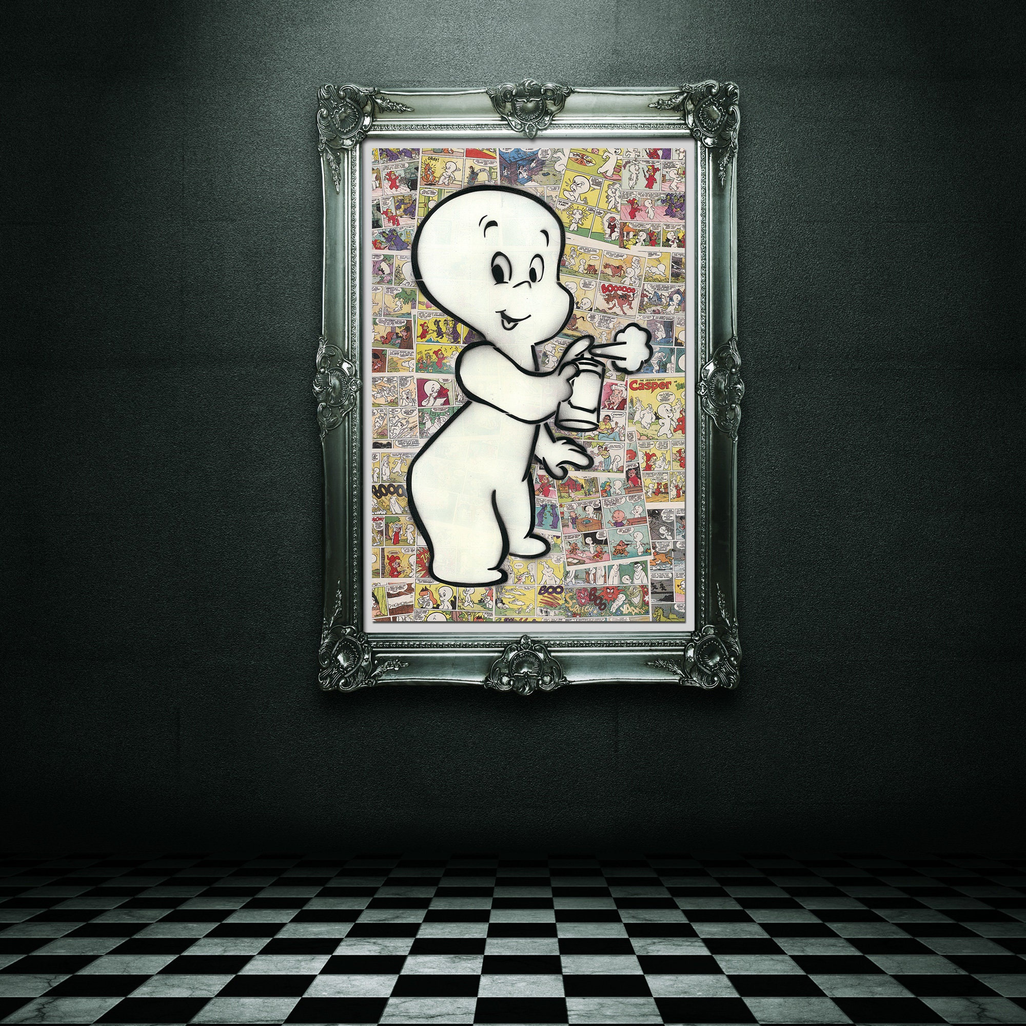 Casper the Friendly Ghost Street Art With Spray Paint