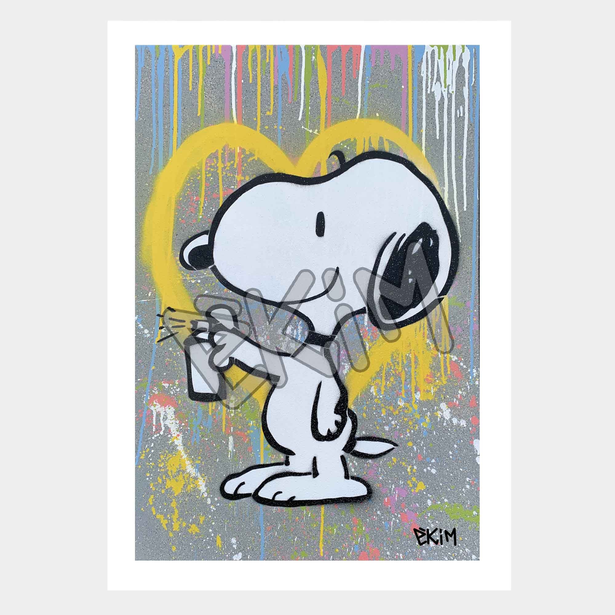 Banksy américain : Art mural sur toile Snoopy Love - Canvas Poster