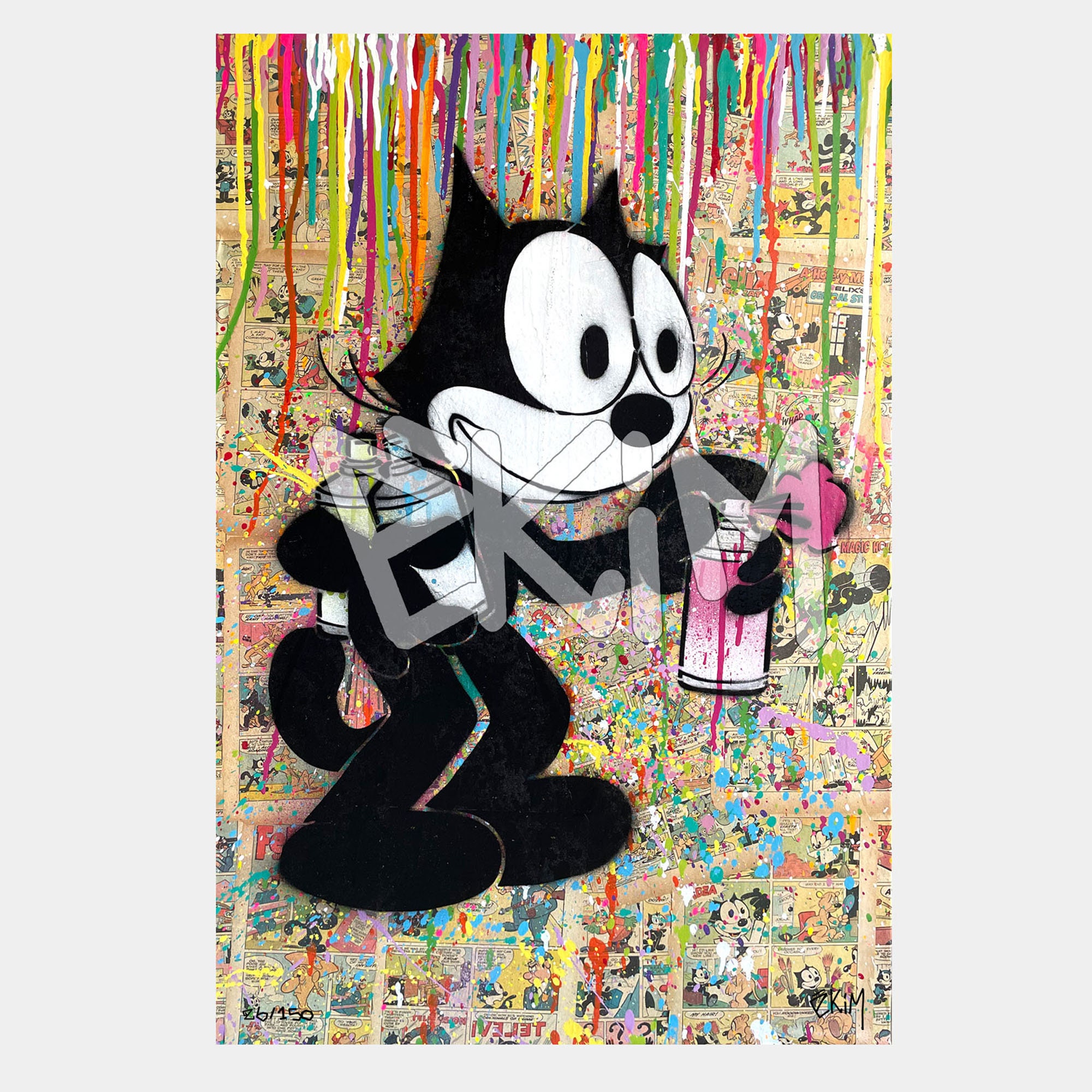 Felix the Cat Graffiti Steet Art Limited Edition Print, Canvas and
