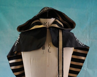 Higgs, Death Stranding, cape with vinyl print and leather traps, cosplay cape, cosplay shop, UK costume, Death Stranding Cosplay
