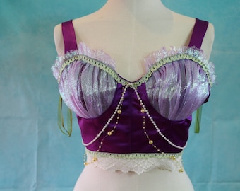 Mermaid sea shell bra top, pearl custom mermaid bra, inspired bralette, mermaid cosplay, party princess, cosplayer, mermaid lover, UK made