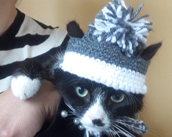 Cat Chullo,Cat Hat with Pompom,Beanie For Cats,katzenmütze, Kittens Hat,Small pet Hat,Small dog hat