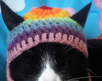 Rainbow cat hat/LGBTQ pet hat/Cat Beanie/Rainbow flags/Small Pet hat/Pride Flag Costume/Hat for cats