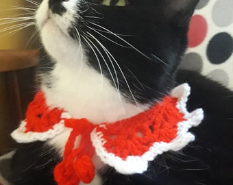 Cat collar/Christmas cat collar/Christmas pet neckwear/Crochet cat collar/Collier de chat de Noël/Kat kersthalsband/Free Shipping worldwide