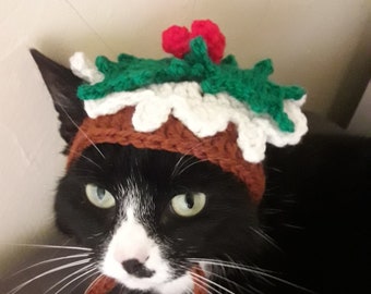 Christmas pudding hat/Cat Christmas pudding hat/Cat Christmas hat/Dog pudding hat/KatzenHut/Chapeau de chat de noël/Cat Hat