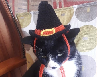 Witch Cat Hat/Witch Hat for Cats/Cat Halloween Costume/Cat Witch Hat/Cat Witch Wizard/Dog witch hat/Pet witch wizard/Halloween cat hat