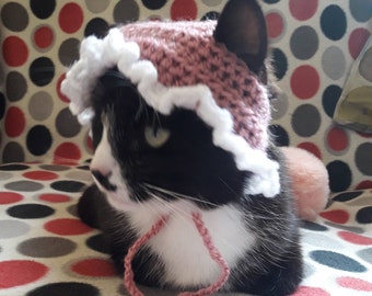 Cat Bonnet/Cat Hat/Bonnet For Cats/Crochet Bonnet/Cute Bonnet for Cats/Cat Photo Prop/My Little baby Cat hat/Kitten Bonnet/Free Shipping