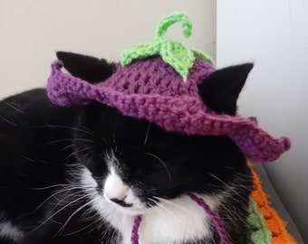 Flower hat/Crochet hat for Cat/Fairy hat/Small dog hat/Hat for Pet/Cat Beanie/Animal Costume/Cat hat