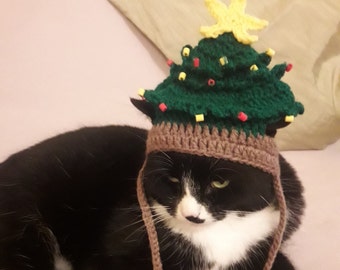 Christmas tree cat hat/Christmas cat hat/hat for cats/Christmas tree kittens hat/chapeau de chat de Noël/Kerstboom hoed/Tree hat for cat