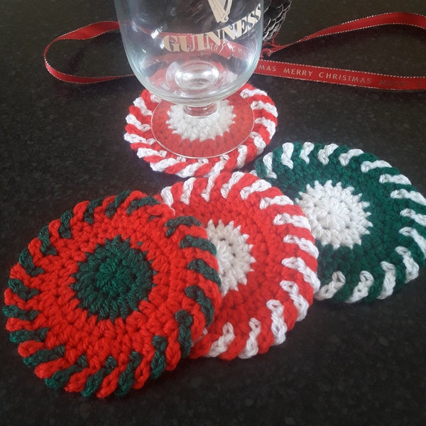 Christmas Coasters/Table Decor/Coasters set of 2,4 or 6/Drink Coasters/Decorative Coasters/Home Decor/Sottobicchieri/Peppermint coasters