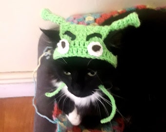 Sombrero de gato Shrek/Sombrero de Shrek para gato/Sombrero de gato Halloween/Katzenmütze/Lindo sombrero de gato/Sombrero de mascota/Sombrero de cachorro/Disfraz de animal