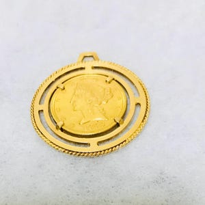 1899  Gold Liberty 5 Dollar Coin Pendant Necklace