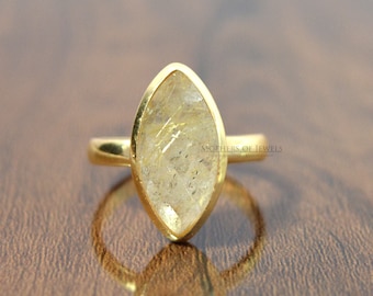 Rutilated Quartz Ring - Etsy Rutilated Quartz Ring - Etsy