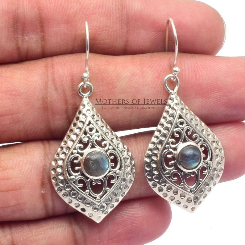 925 Sterling Silver Dangle Earrings Natural Labradorite Gemstone Boho Drop Earrings Earrings Sale Labradorite Earrings Handmade Earrings