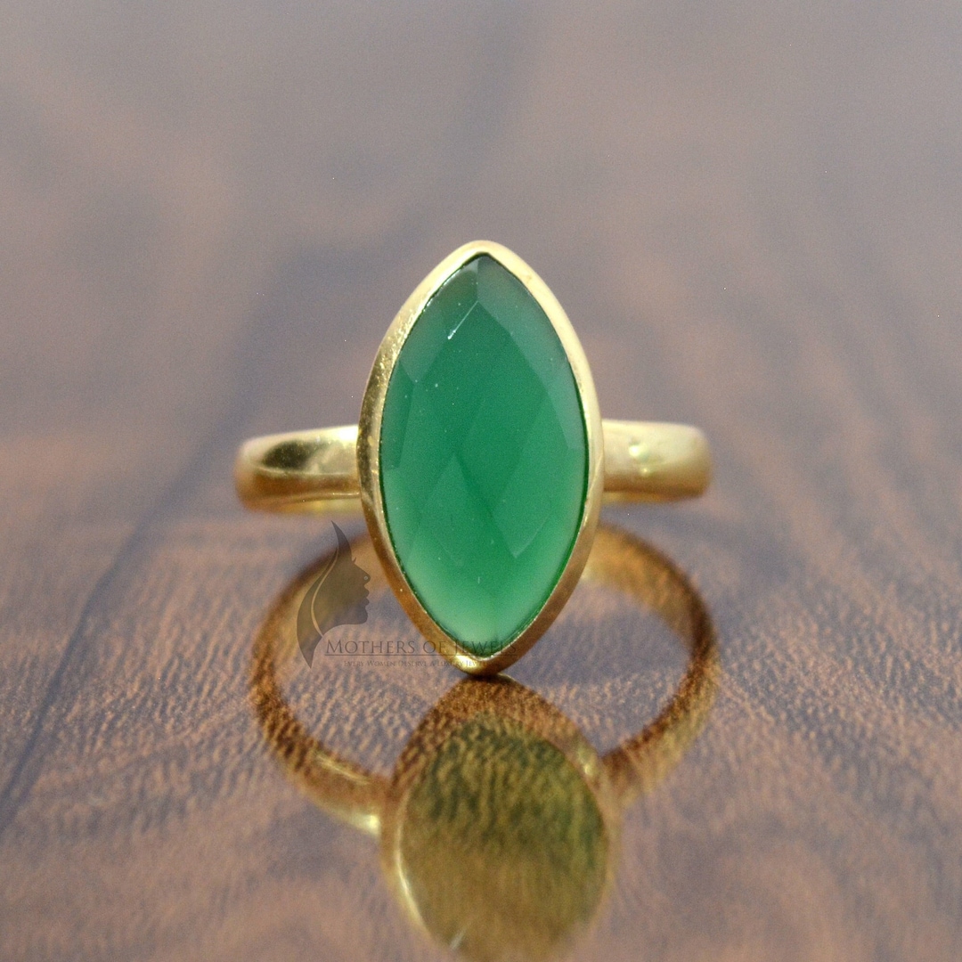 Valuable Green Onyx Ring Gemstone Ring Green Cluster Ring Etsy