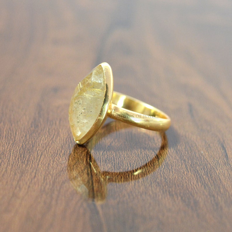 Natural Golden Rutilated Quartz Gemstone Ring Handmade Ring For Her Golden Rutile Ring Natural Rutilated Ring 925 Sterling Silver Ring