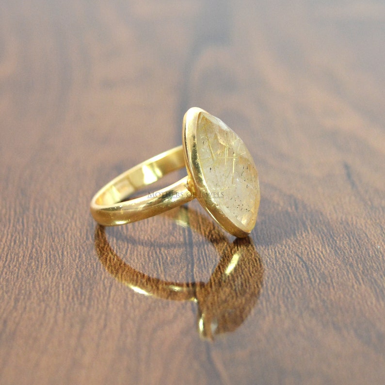 Natural Golden Rutilated Quartz Gemstone Ring Handmade Ring For Her Golden Rutile Ring Natural Rutilated Ring 925 Sterling Silver Ring