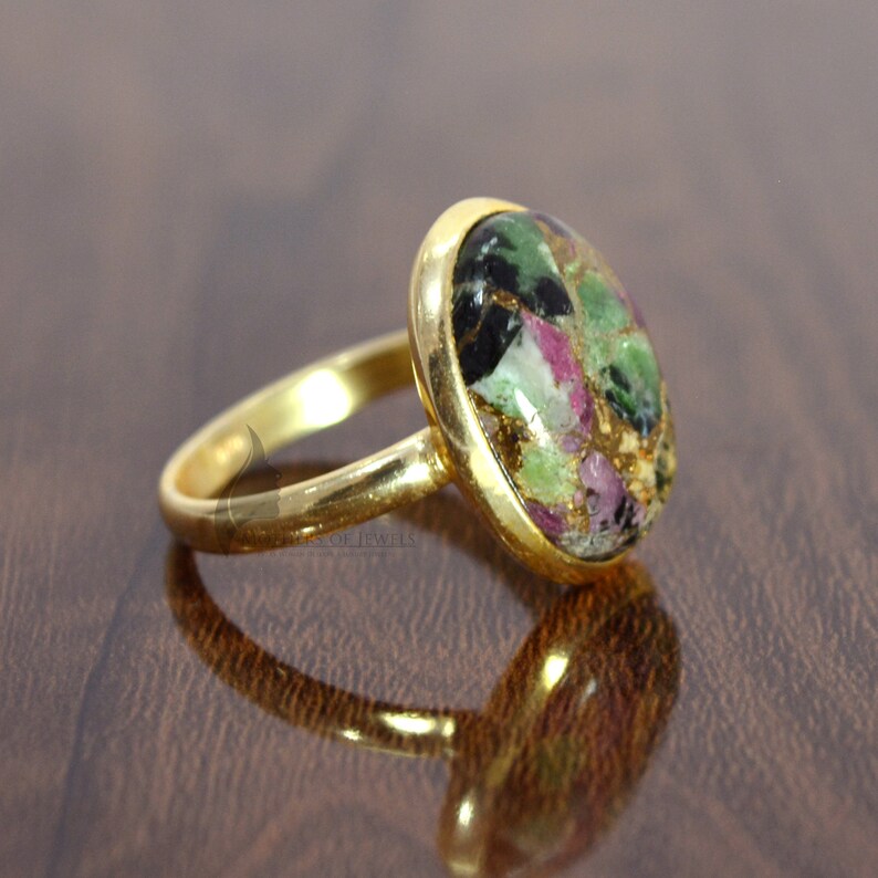 Ruby Zoisite Ring 13x18mm Oval Ruby Zoisite Copper Gemstone Etsy
