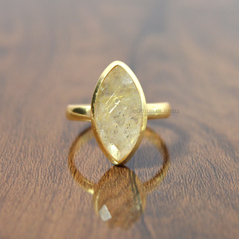 Natural Golden Rutilated Quartz Gemstone Ring Handmade Ring For Her Golden Rutile Ring Natural Rutilated Ring 925 Sterling Silver Ring