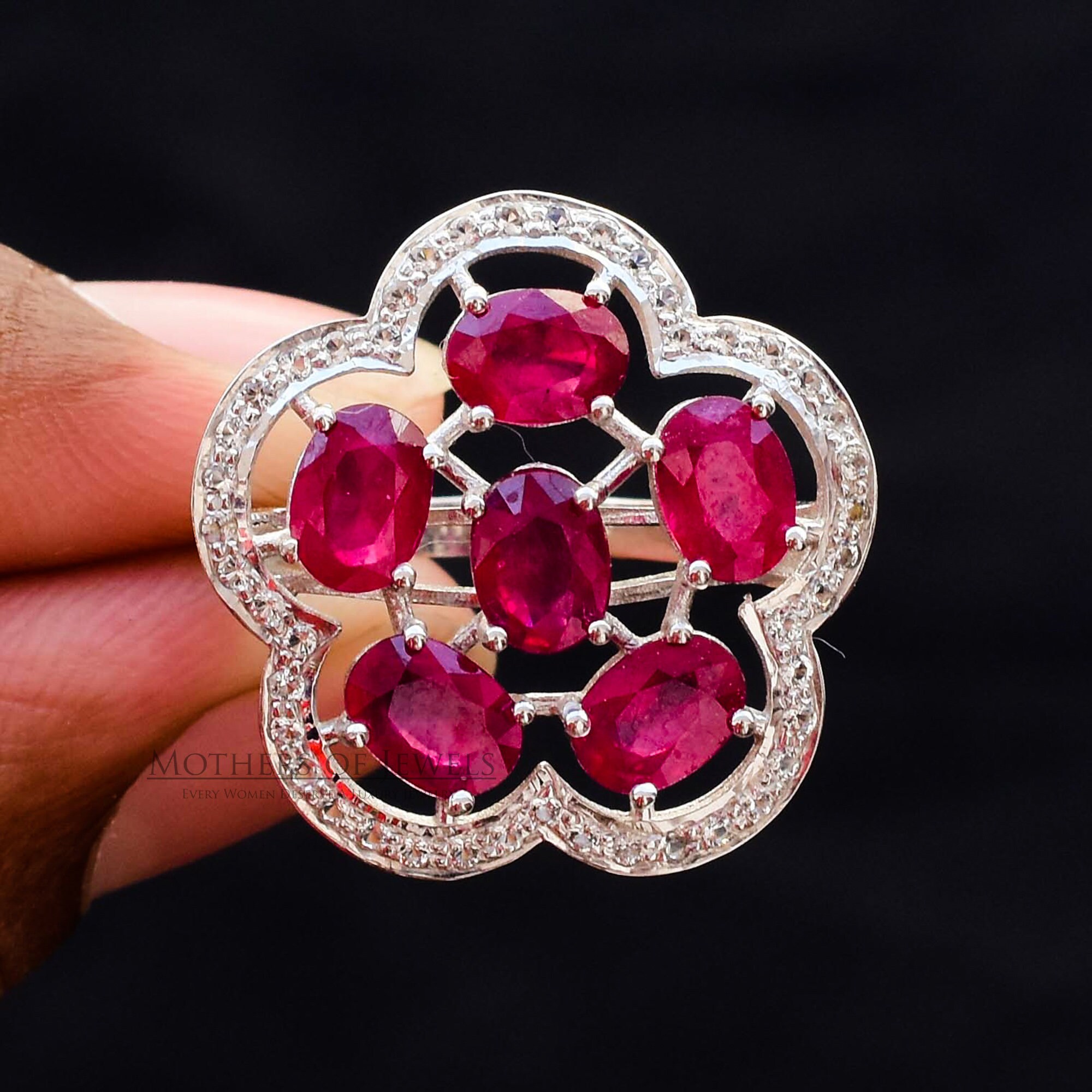 Ruby Gemstone Ring AAA Grade Natural Ruby Glass Filled Ring Etsy