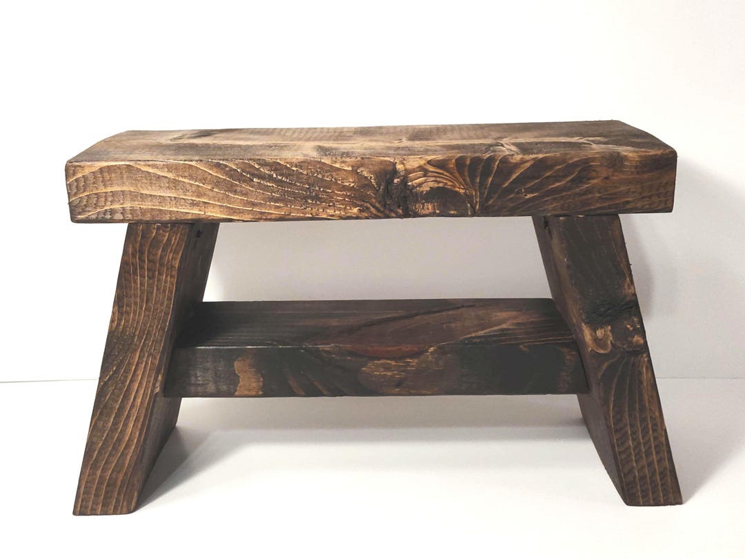 Handcrafted Solid Wood Step Stool – Rustic Farmhouse,home Decor Accent ...