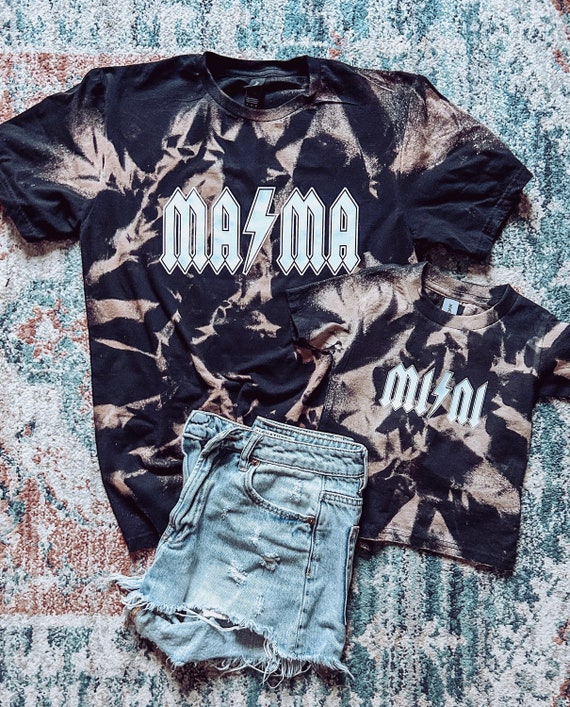 Distressed Acid Washed Mama and Mini Set//rocker Mama - Etsy