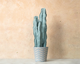 Home and Office Decor - Unique Handmade Cactus Plant - Artificial Succulents -  Housewarming Gift - Decorative Ceramic Planter - Boho Decor