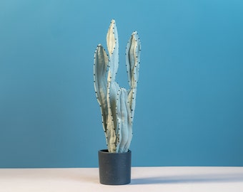 Blue office decor,Rare succulents,Fake plants,Plant gifts for him,Boho home decor,Unique gifts,Rare cactus,Contemporary art,Art sculpture