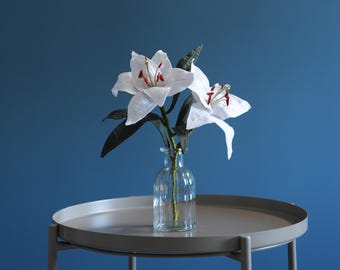 Real touch Lily flowers,Unique Decor objects,White Fake flowers,Faux flowers,Elegant Coffee Table decor, Home decoration,Floral arrangements