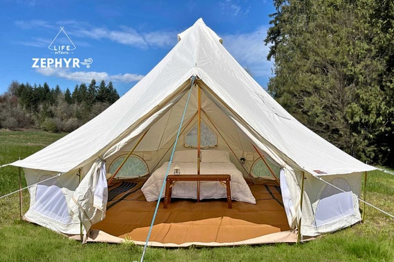 16 Ft. Zephyr 5M Bell Tent Cabin- With Large Rear Window. 6