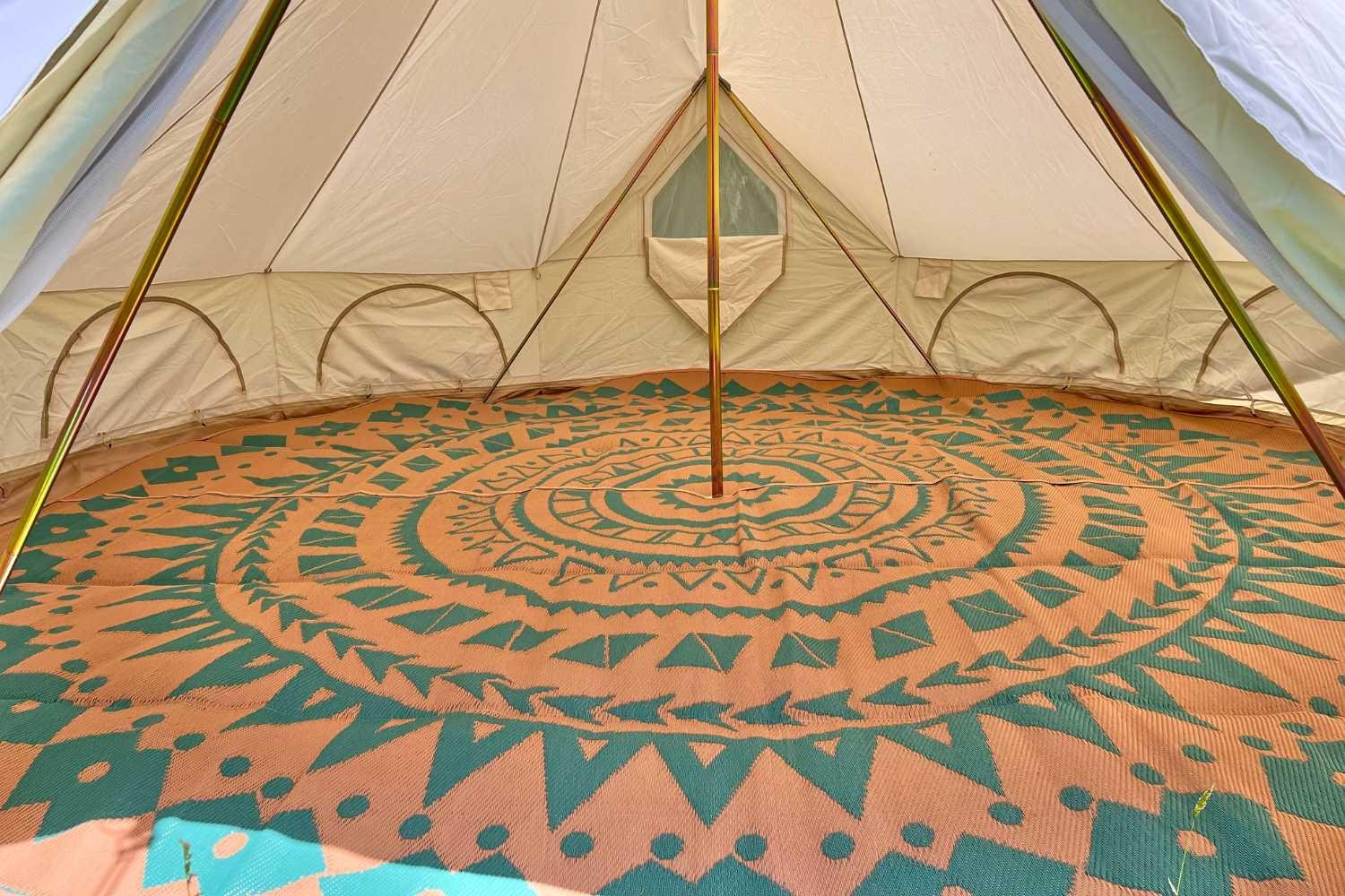 16 ft. | 5M Boho Bell Tent Matting | Reversible | Large Round Outdoor Rug