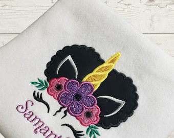 Custom embroidered Unicorn birthday  shirt for girls , Unicorn princess,