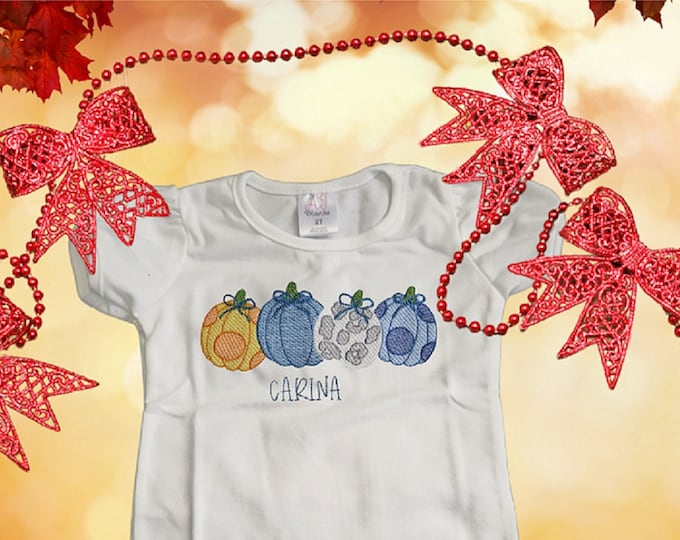 Personalized Pumpkin T-shirt,Custom Autumn shirt,Unisex T-Shirt for kids,Autumn Shirts for kids.Pumpkin patch T-Shirt,Embroidered T-Shirt