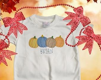 Personalized Pumpkin embroidered T-shirt,Custom Autumn shirt,Unisex T-Shirt for kids,Autumn Shirts kids.Pumpkin patch T-Shirt.Girls Pumpkin