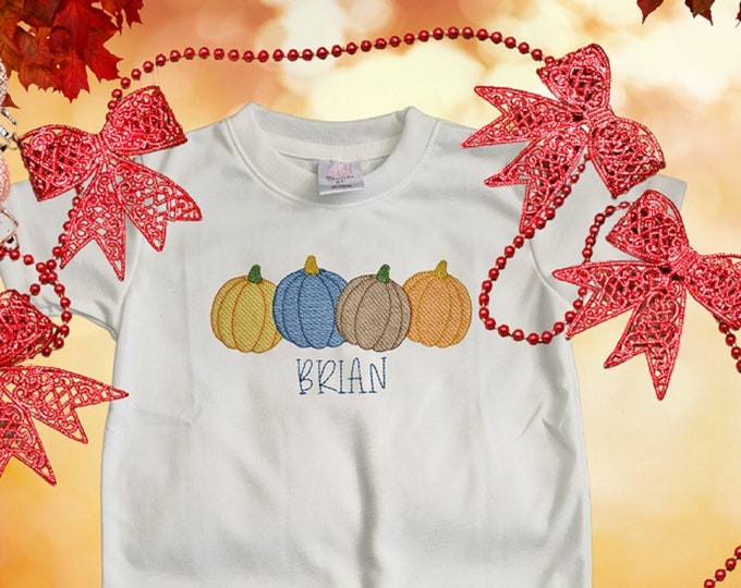 Personalized Pumpkin embroidered T-shirt,Custom Autumn shirt,Unisex T-Shirt for kids,Autumn Shirts kids.Pumpkin patch T-Shirt.Girls Pumpkin