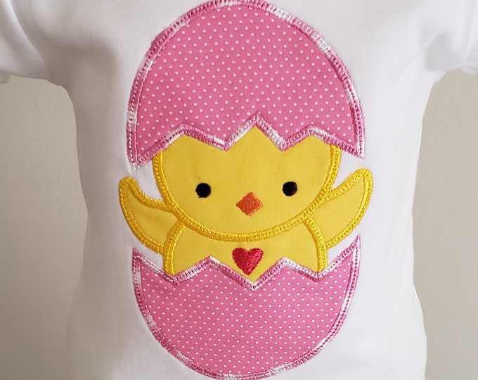 BABY BODYSUIT - Easter chick - Handmade Chick Applique Easter top - Beautiful Baby Shower Embroidered BodySuit Gift For Baby