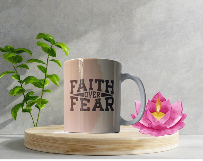 Faith over Fear,Handcrafted Ceramic Coffee Mug – Rustic & Personalized Gift for Coffee Lovers