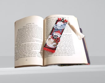 CRISTMAS BOOK MARKS, Free standing Lace machine embroidery