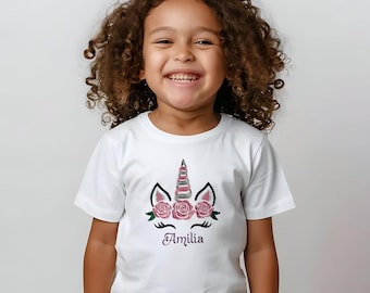 Personalized embroidered Unicorn Shirt for girls,Custom Name Birthday Shirt,Magical Unicorn gift for Kids