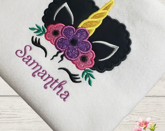 Custom embridered  Unicorn Face shirt, So cute Unicorn with flowers, Toddler Unicorn shirt,Unicorn princess,Unicorn Baby Gift
