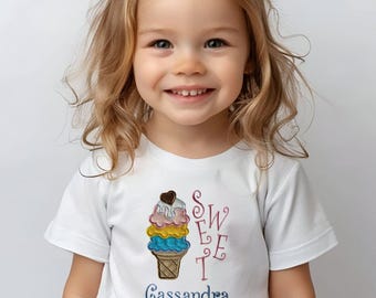 Custom Sweet Ice Cream Birthday Shirt - Personalized Kids Gift