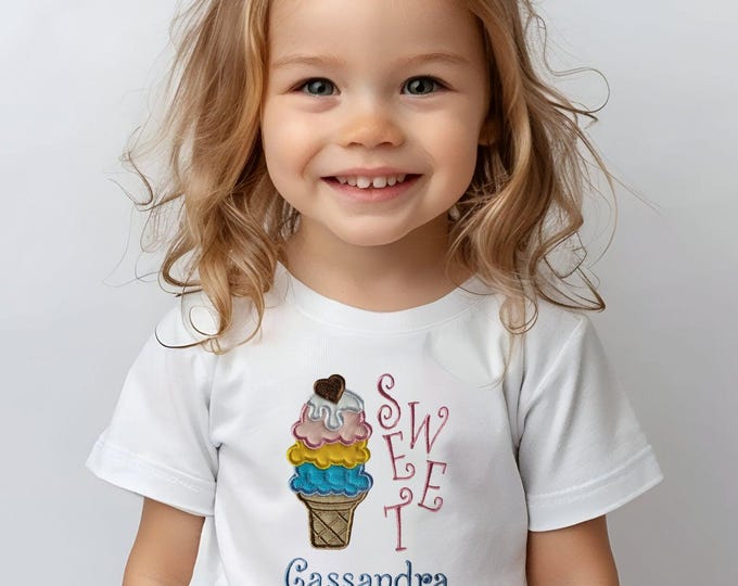 Custom Sweet Ice Cream Birthday Shirt - Personalized Kids Gift
