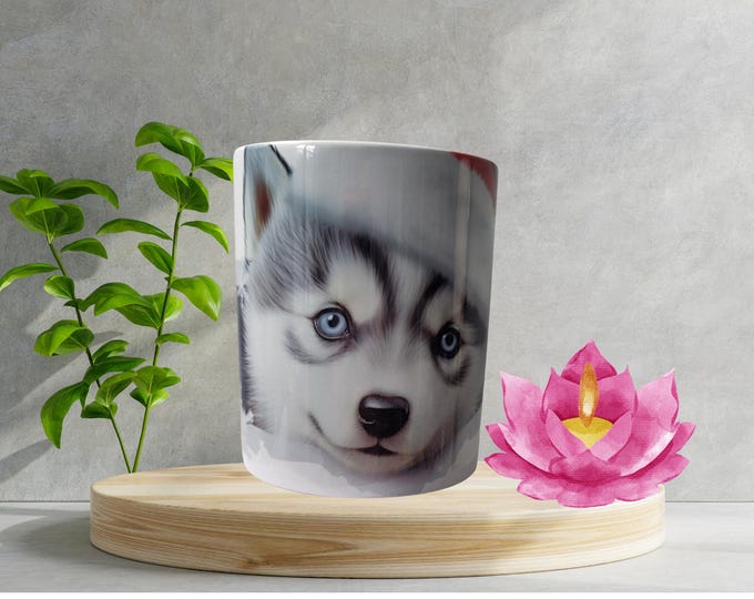 Cute Christmas Husky 11 oz Ceramic Coffee Mug - Perfect Holiday Gift!