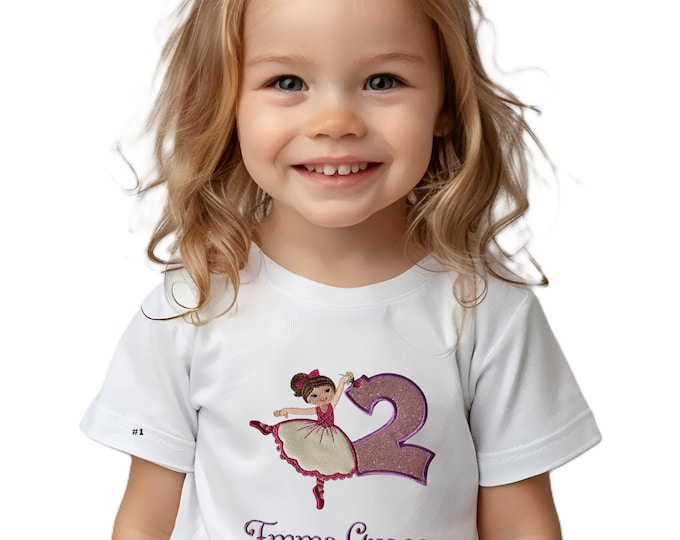 Sparkly Ballerina Birthday Shirt for Kids - Custom Dance Party Tee