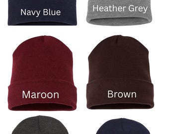 Personalized Beanie Hat | Custom Name Beanie | Embroidered Beanie | Winter Gift for Her Him | Birthday Gift | Unisex Knit Hat  for adults