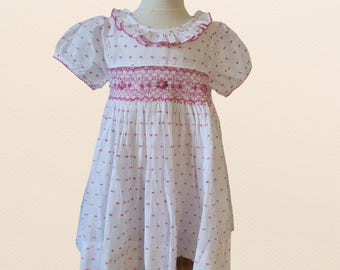Easter Dress Geometric Swissdot Dress with Hand smocked Embroidery