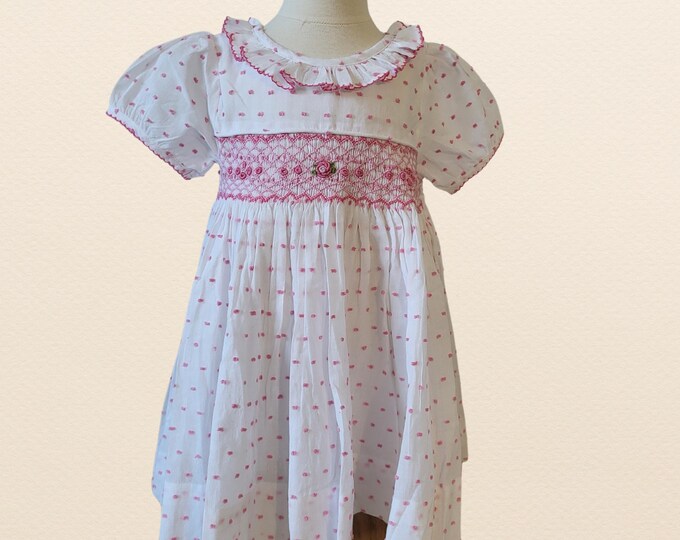 Easter Dress Geometric Swissdot Dress with Hand smocked Embroidery
