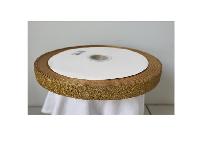 Gold or Dijan 7/8" Glitter Ribbon for sewings, Bows, crafts and more